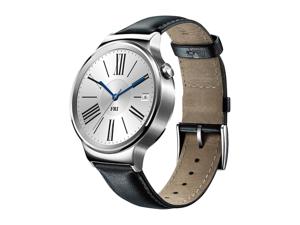 Huawei Smart Watch Stainless Steel with Black Suture Leather Strap