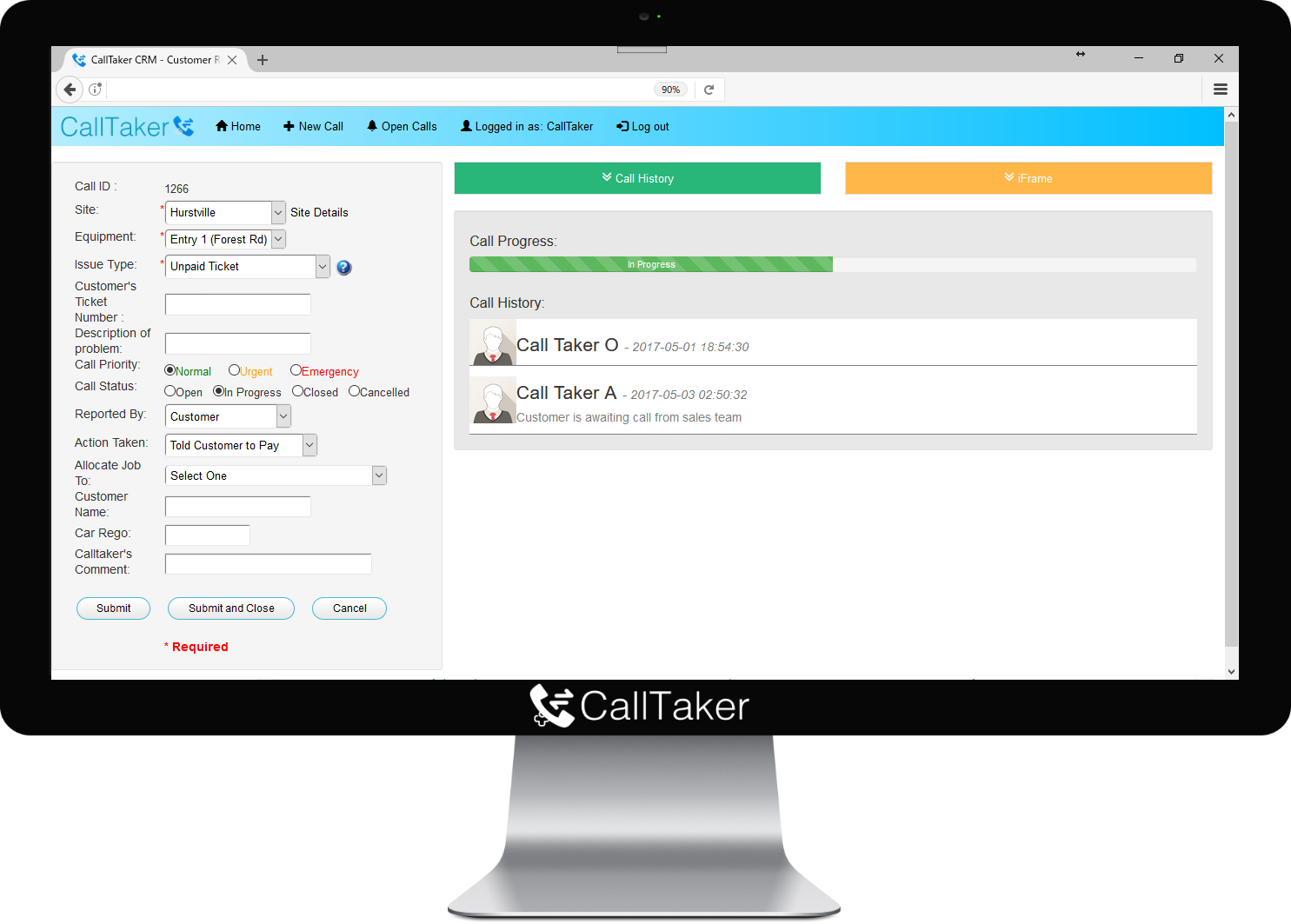 CallTaker Call Logging